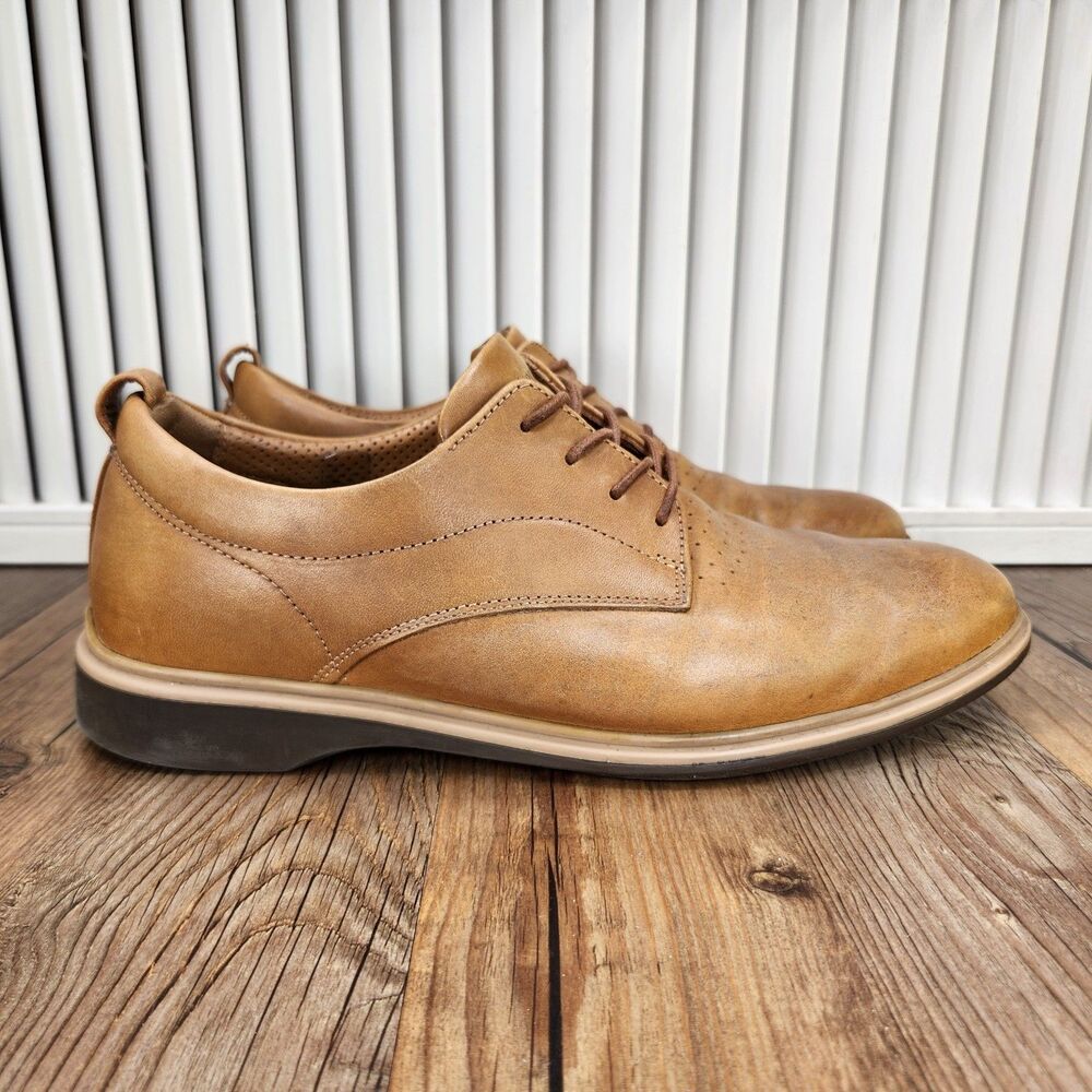 Amberjack The Original Derby Shoes Mens Sz 9 Honey Brown Leather Dress Comfort